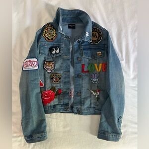 Daniella Erin NYC Girls Denim Jacket Kids L Patch Embroidered Jean Jacket